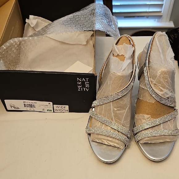 Naturalizer Shoes - Naturalizer Silver Strappy Heels Wide Width